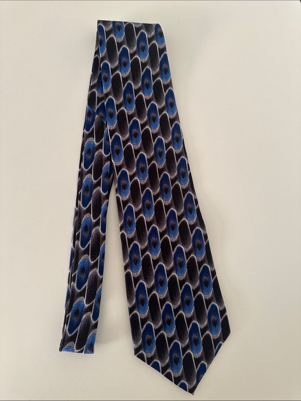 Pierre Cardin Blue and Black Patterned Silk Tie